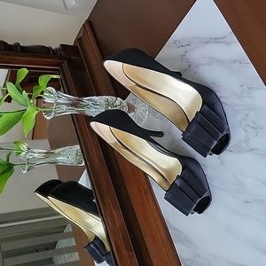 Nine West Sarno Black Satin High Heels- Size 8.5